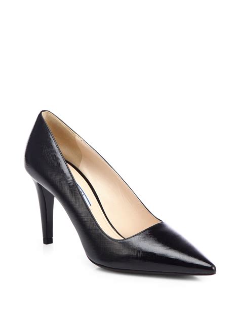 prada saffiano pumps black